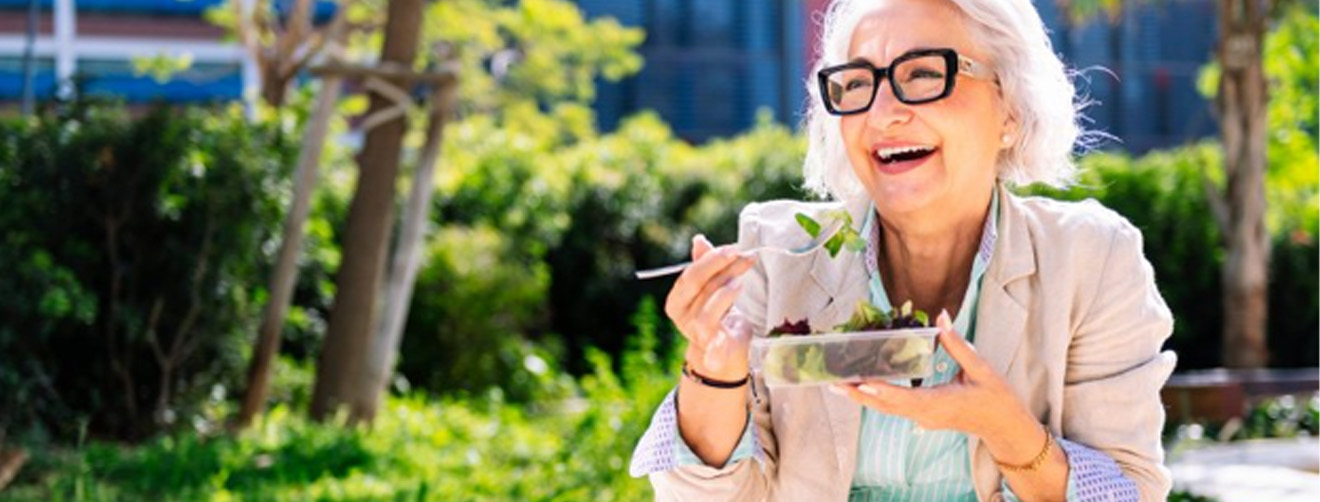 Lady enjoys salad